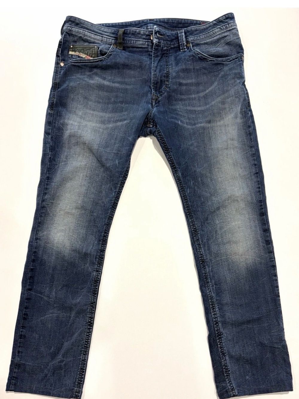 Diesel Men's Dark Blue Washed Slim Straight Jeans